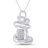 10kt White Gold Womens Round Diamond Frog Animal Pendant 1/20 Cttw