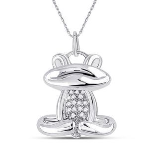 10kt White Gold Womens Round Diamond Frog Animal Pendant 1/20 Cttw