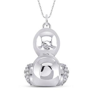 10kt White Gold Womens Round Diamond Duck Animal Pendant 1/10 Cttw