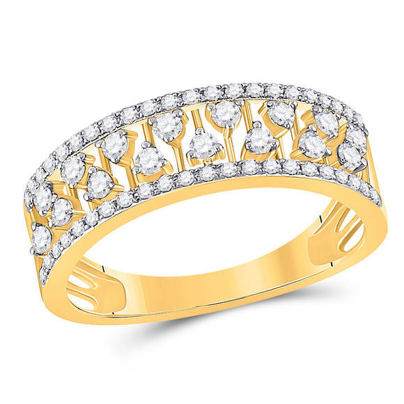 14kt Yellow Gold Womens Round Diamond Fashion Anniversary Ring 3/8 Cttw