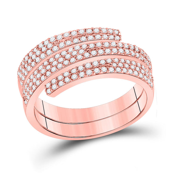 14kt Rose Gold Womens Round Diamond Right-Hand Fashion Ring 5/8 Cttw