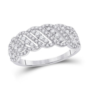 14kt White Gold Womens Round Diamond Timeless Anniversary Ring 5/8 Cttw