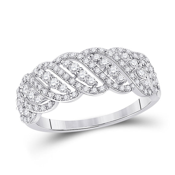 14kt White Gold Womens Round Diamond Timeless Anniversary Ring 5/8 Cttw