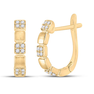 14kt Yellow Gold Womens Round Diamond Hoop Earrings 1/10 Cttw