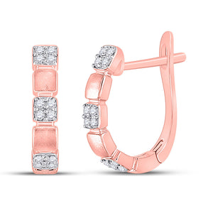 14kt Rose Gold Womens Round Diamond Hoop Earrings 1/10 Cttw