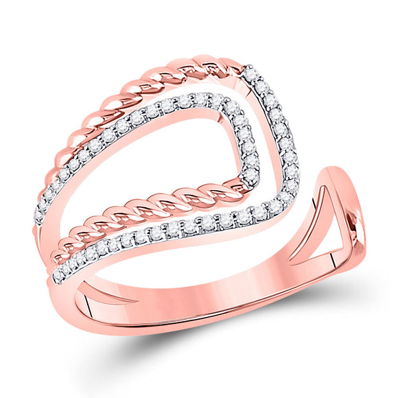 14kt Two-tone Gold Womens Round Diamond Open Rope Fashion Ring 1/5 Cttw