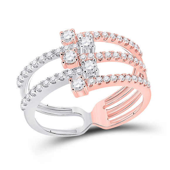 14kt Two-tone Gold Womens Round Diamond Modern Fashion Ring 1/2 Cttw