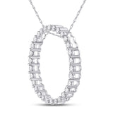 14kt White Gold Womens Round Diamond Outline Circle Pendant 1/2 Cttw