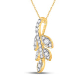 10kt Yellow Gold Womens Round Diamond Leaf Branch Fashion Pendant 1/4 Cttw
