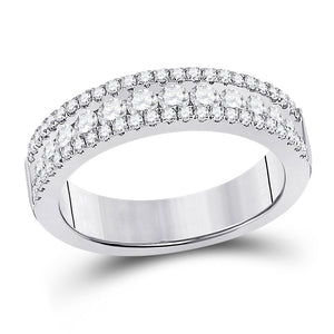 14kt White Gold Womens Round Diamond Band Ring 1 Cttw