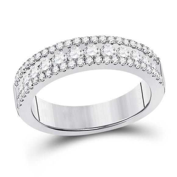 14kt White Gold Womens Round Diamond Band Ring 1 Cttw
