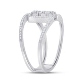 10kt White Gold Womens Round Diamond Negative Space 3-stone Ring 3/8 Cttw