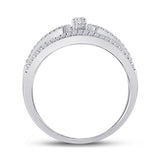 10kt White Gold Womens Round Diamond Negative Space 3-stone Ring 3/8 Cttw