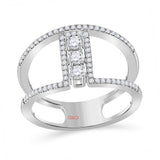 10kt White Gold Womens Round Diamond Negative Space 3-stone Ring 3/8 Cttw