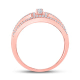 10kt Rose Gold Womens Round Diamond Fashion 3-stone Ring 3/8 Cttw