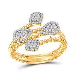 10kt Yellow Gold Womens Round Diamond Teardrop Spiral Fashion Ring 1/3 Cttw