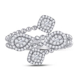 10kt White Gold Womens Round Diamond Scattered Cluster Fashion Ring 1/3 Cttw