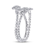 10kt White Gold Womens Round Diamond Scattered Cluster Fashion Ring 1/3 Cttw