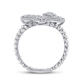10kt White Gold Womens Round Diamond Scattered Cluster Fashion Ring 1/3 Cttw