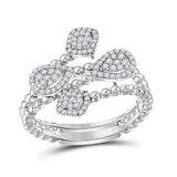 10kt White Gold Womens Round Diamond Scattered Cluster Fashion Ring 1/3 Cttw