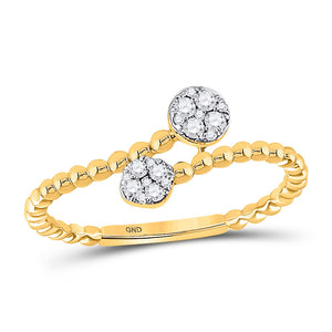 10kt Yellow Gold Womens Round Diamond Bypass Stackable Band Ring 1/8 Cttw