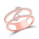 10kt Rose Gold Womens Round Diamond Negative Space Infinity Ring 1/5 Cttw