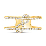 10kt Yellow Gold Womens Round Diamond Negative Space Infinity Ring 1/5 Cttw