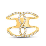 10kt Yellow Gold Womens Round Diamond Negative Space Infinity Ring 1/4 Cttw