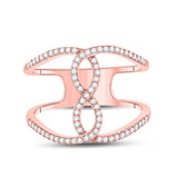 10kt Rose Gold Womens Round Diamond Negative Space Infinity Ring 1/4 Cttw