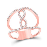 10kt Rose Gold Womens Round Diamond Negative Space Infinity Ring 1/4 Cttw