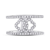 10kt White Gold Womens Round Diamond Clove Negative Space Fashion Ring 3/8 Cttw