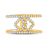 10kt Yellow Gold Womens Round Diamond Linked Clover Fashion Ring 3/8 Cttw