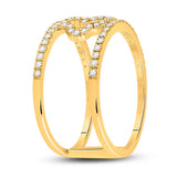 10kt Yellow Gold Womens Round Diamond Linked Clover Fashion Ring 3/8 Cttw