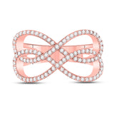 10kt Rose Gold Womens Round Diamond Double Infinity Ring 1/3 Cttw