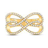 10kt Yellow Gold Womens Round Diamond Double Infinity Ring 1/3 Cttw