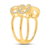 10kt Yellow Gold Womens Round Diamond Double Infinity Ring 1/3 Cttw