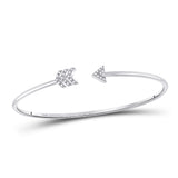 10kt White Gold Womens Round Diamond Arrow Bangle Bracelet 1/10 Cttw