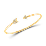 10kt Yellow Gold Womens Round Diamond Arrow Bangle Bracelet 1/10 Cttw