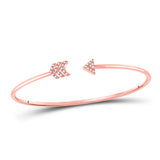 10kt Rose Gold Womens Round Diamond Arrow Bangle Bracelet 1/10 Cttw
