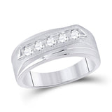 14kt White Gold Mens Round Diamond 5-stone Wedding Ring 5/8 Cttw