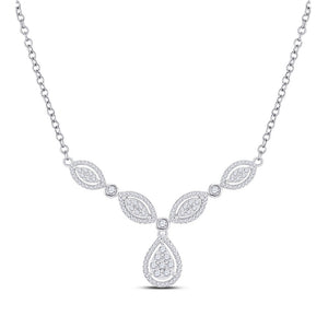 10kt White Gold Womens Round Diamond Teardrop Necklace 3/4 Cttw