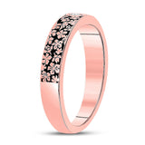 14kt Rose Gold Womens Round Diamond Floral Anniversary Ring 1/20 Cttw