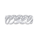 14kt White Gold Womens Round Diamond Band Ring 1/6 Cttw