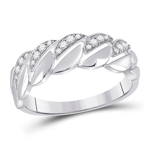 14kt White Gold Womens Round Diamond Band Ring 1/6 Cttw