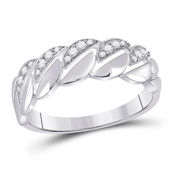 14kt White Gold Womens Round Diamond Band Ring 1/6 Cttw
