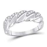 14kt White Gold Womens Round Diamond Band Ring 1/6 Cttw