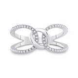 14kt White Gold Womens Round Diamond Negative Space Link Fashion Ring 1/6 Cttw