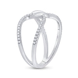 14kt White Gold Womens Round Diamond Negative Space Link Fashion Ring 1/6 Cttw
