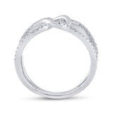 14kt White Gold Womens Round Diamond Negative Space Link Fashion Ring 1/6 Cttw