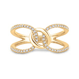 14kt Yellow Gold Womens Round Diamond Negative Space Link Fashion Ring 1/6 Cttw